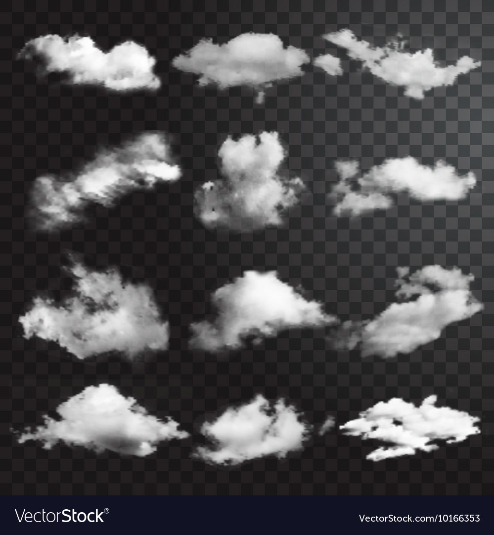 Set of transparent different clouds