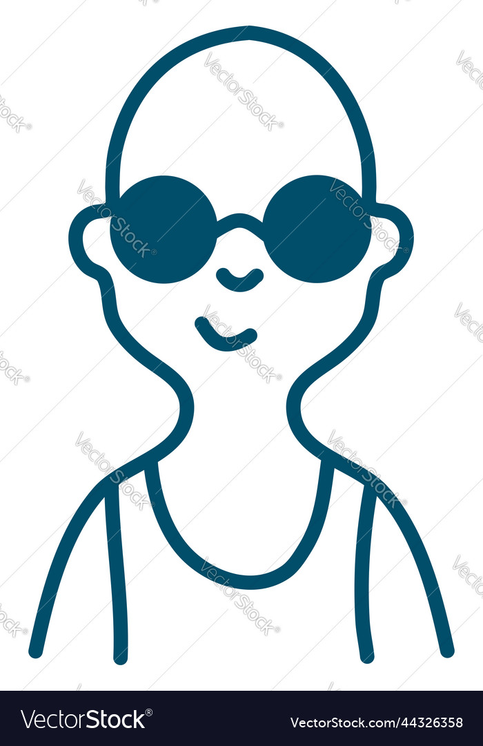 Bald man with sunglasses on a white background