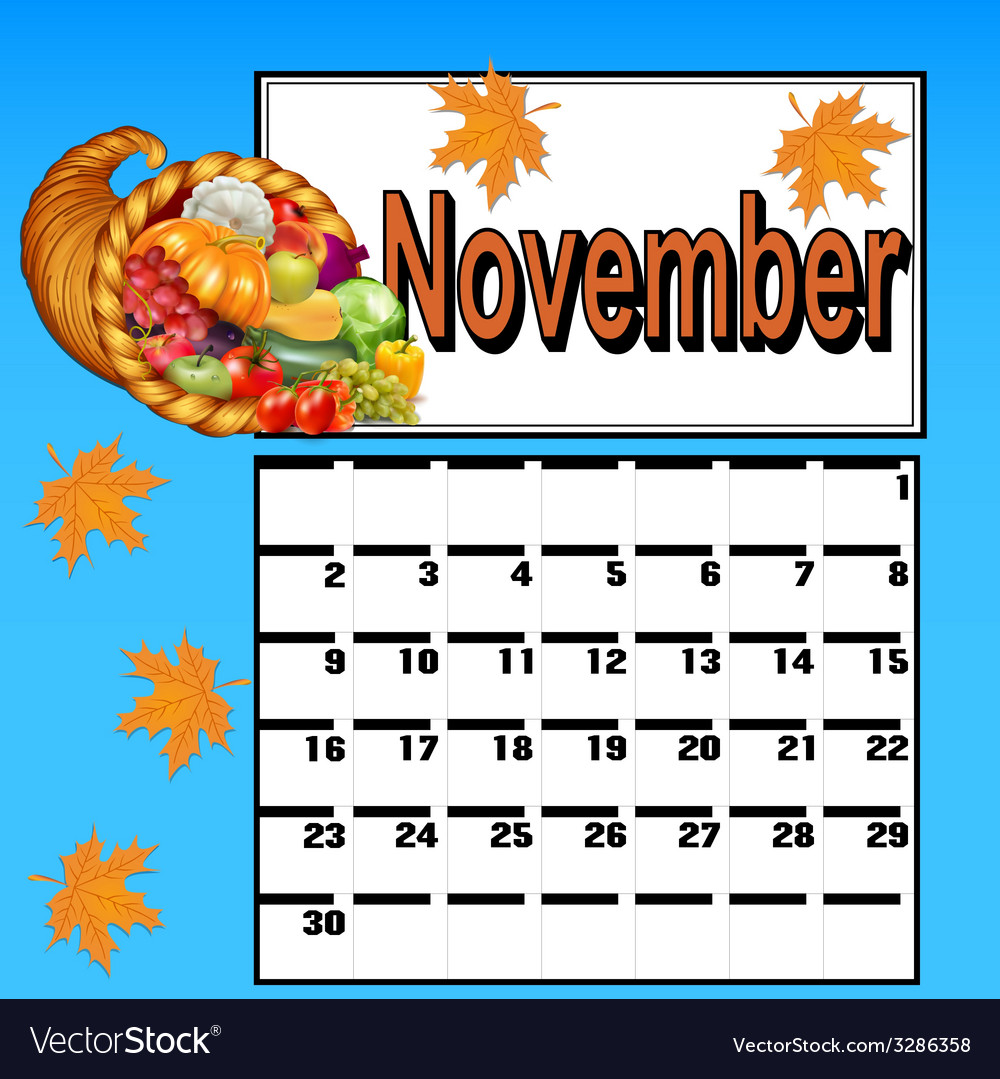 thanksgiving calendar clipart