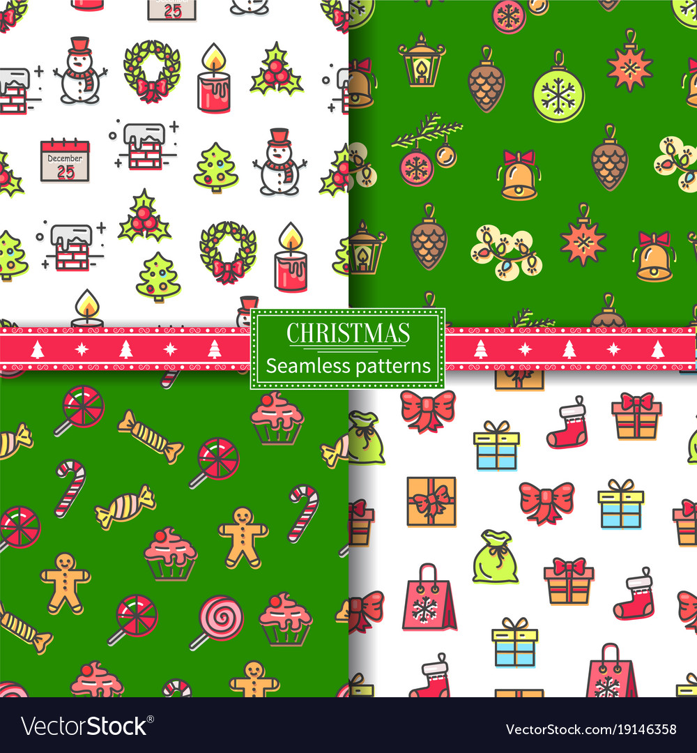 Christmas seamless pattern set