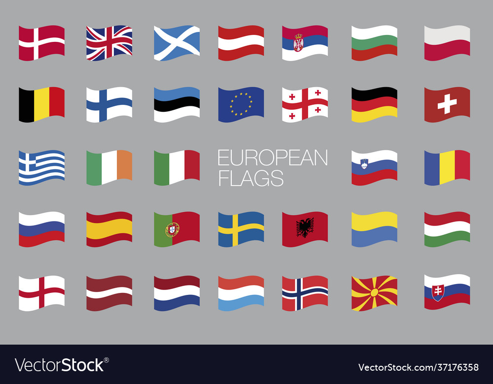 European flags eu waving flag design vector image European flags eu waving flag design