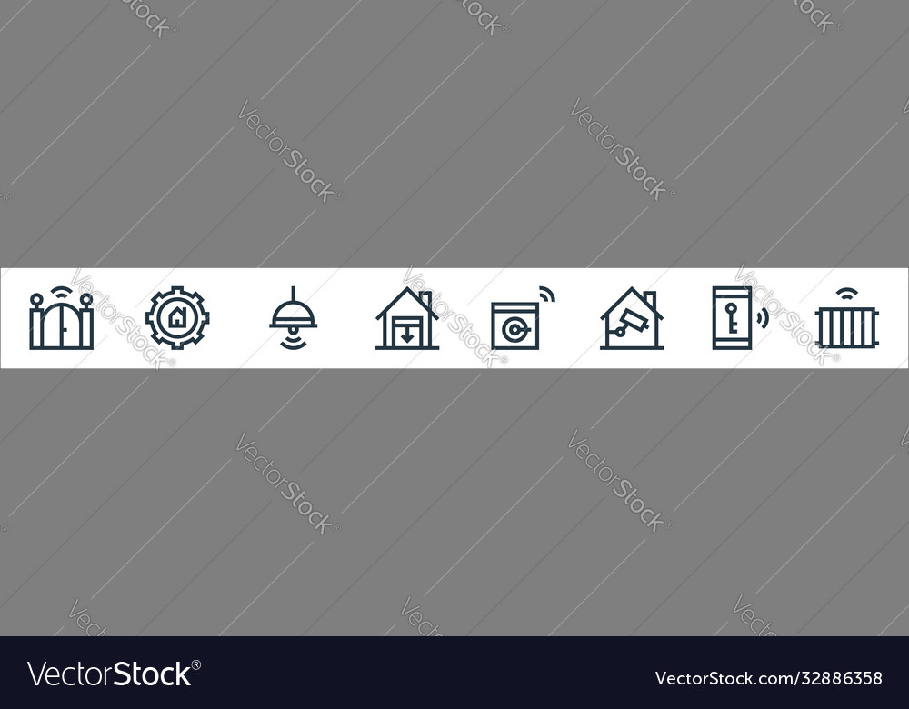 Flat smarthome line icons linear set quality vector image Flat smarthome line icons linear set quality