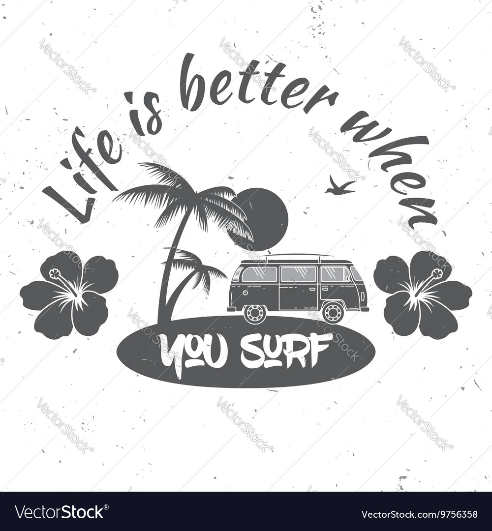 Surf club concept summer surfing retro badge Vector Image