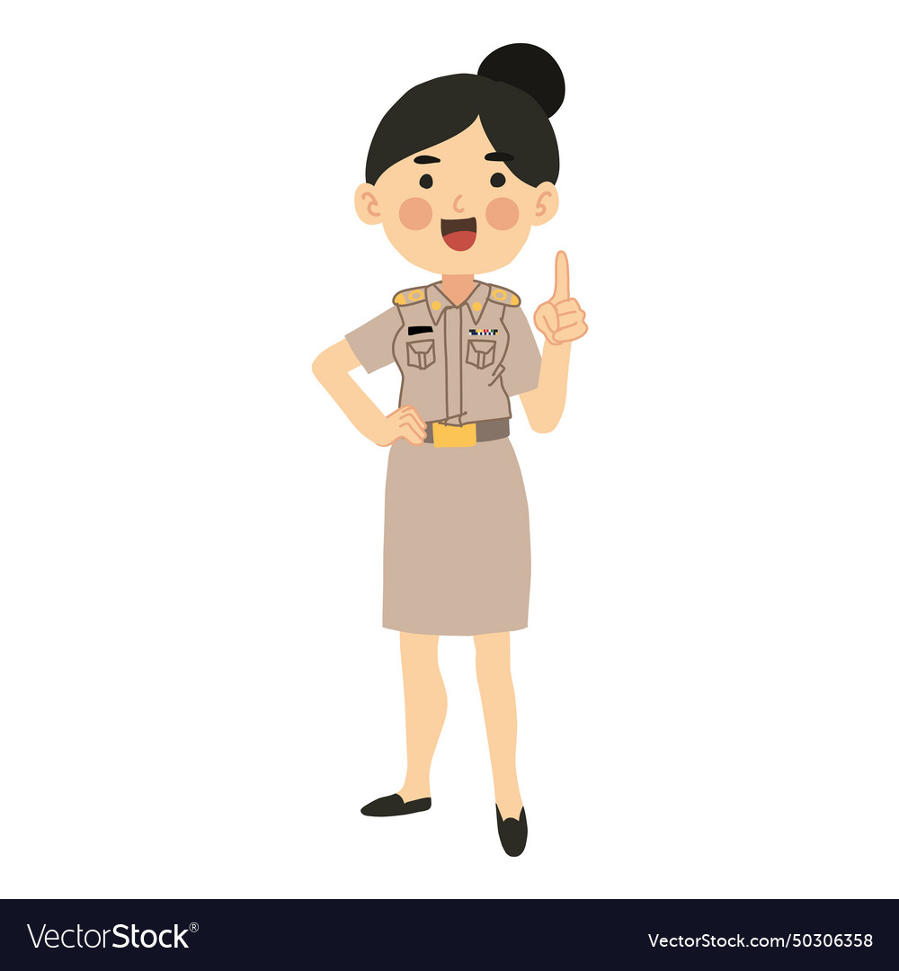 Thai teacher smiling and giving advice to student Vector Image