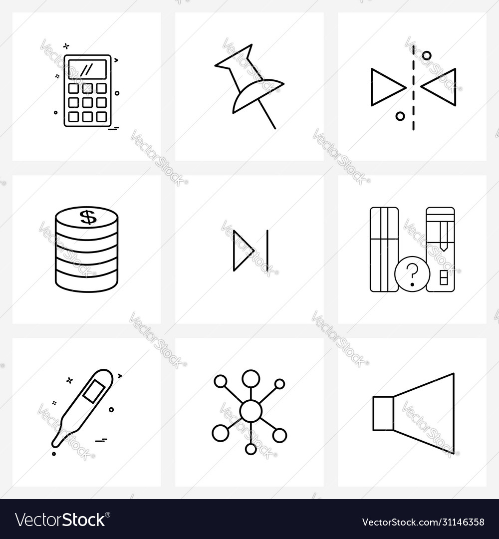 Ui set 9 basic line icons media chapter