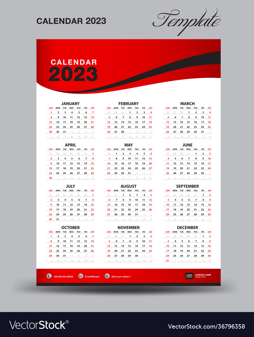 Wall calendar 2023 no1 Royalty Free Vector Image