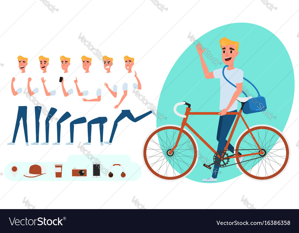 Young man character creation set for animation