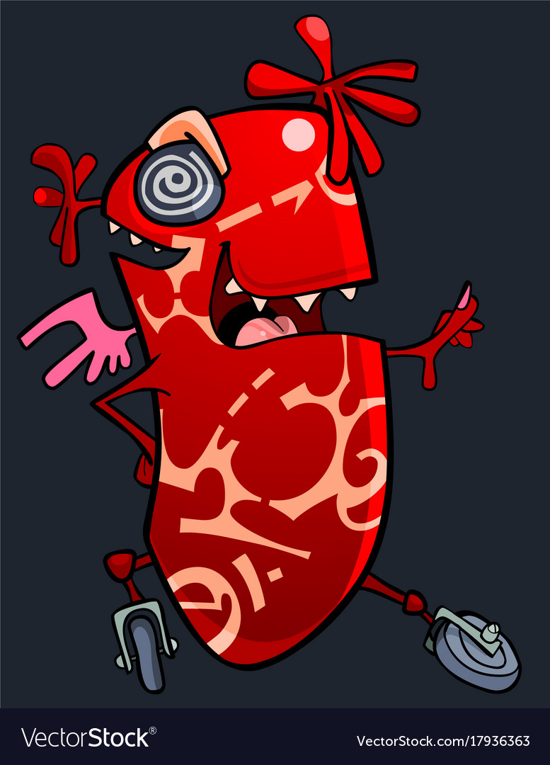 Cartoon funny fantasy character red creature Vector Image