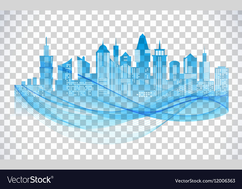 Cityscape Blue Icon On Transparent Background