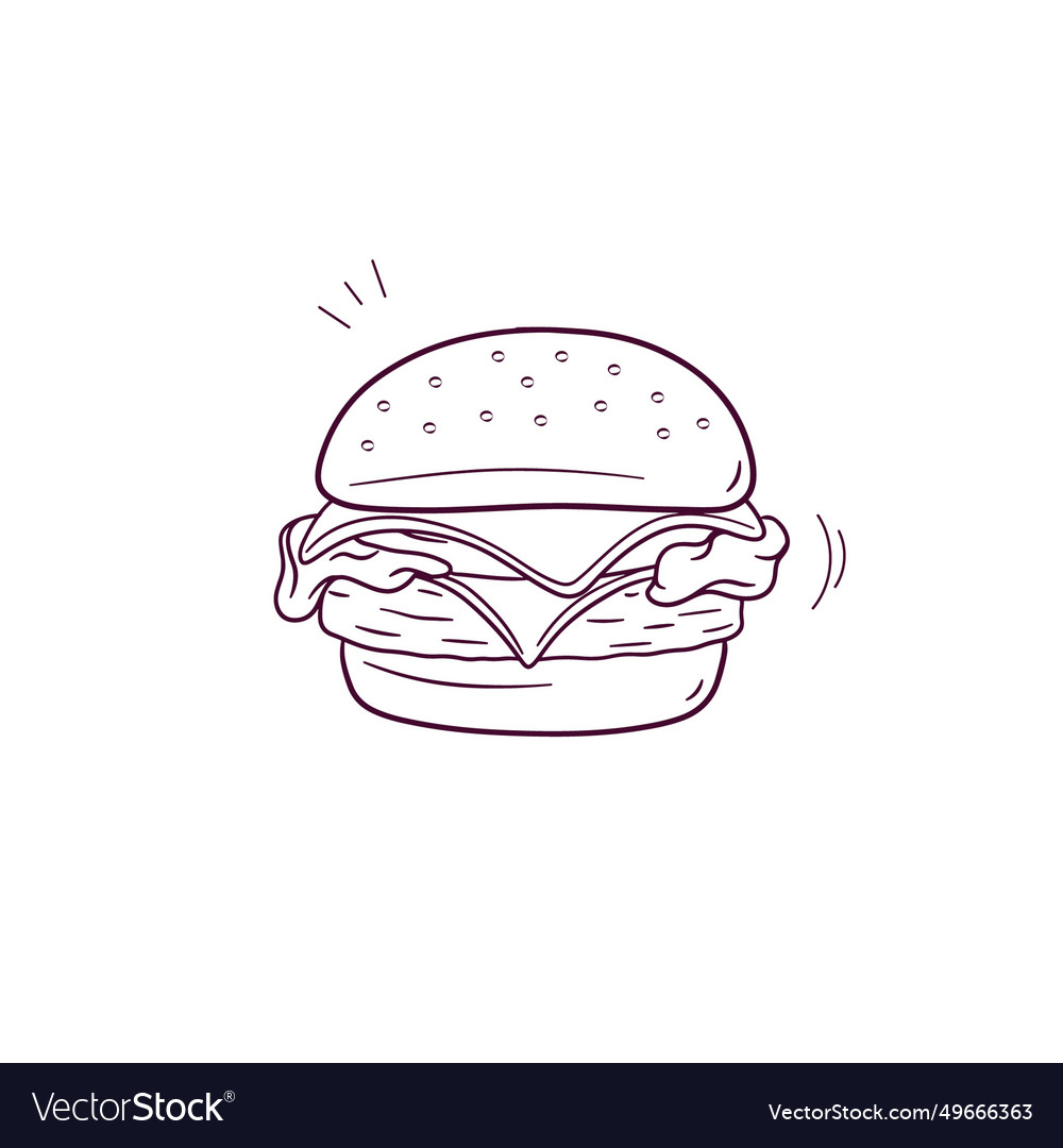 Hand gezeichnet von Cheeseburger Ikone doodle Skizze vector image Hand gezeichnet von Cheeseburger Ikone doodle Skizze