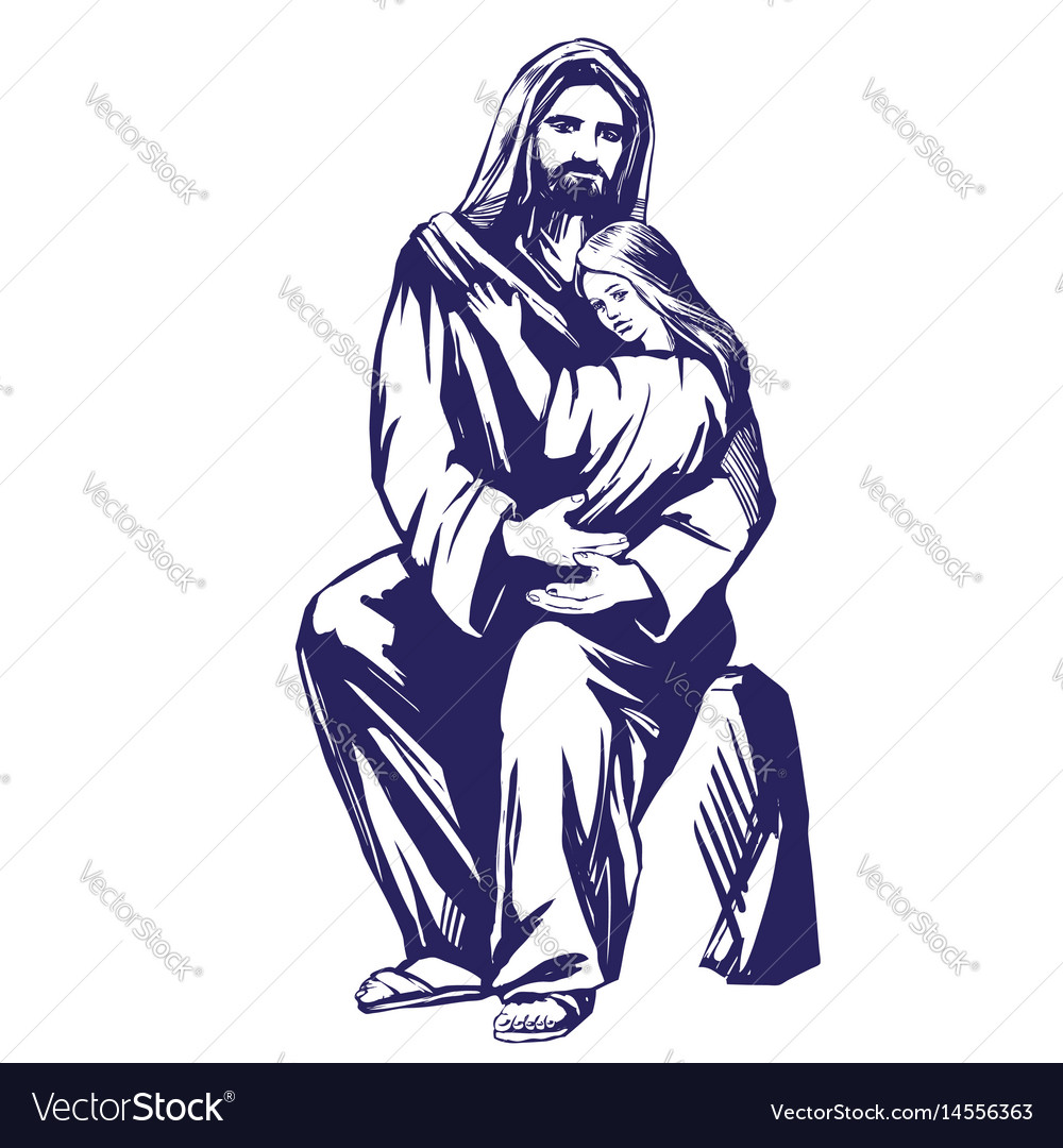 Download Jesus christ son of god holding a child in his Vector Image