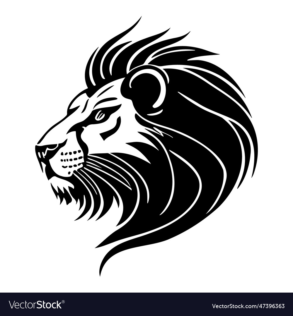 Lion head profile silhouette logo isolated vector image Lion head profile silhouette logo isolated