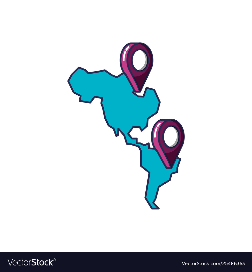 Pin pointers location with american continent map