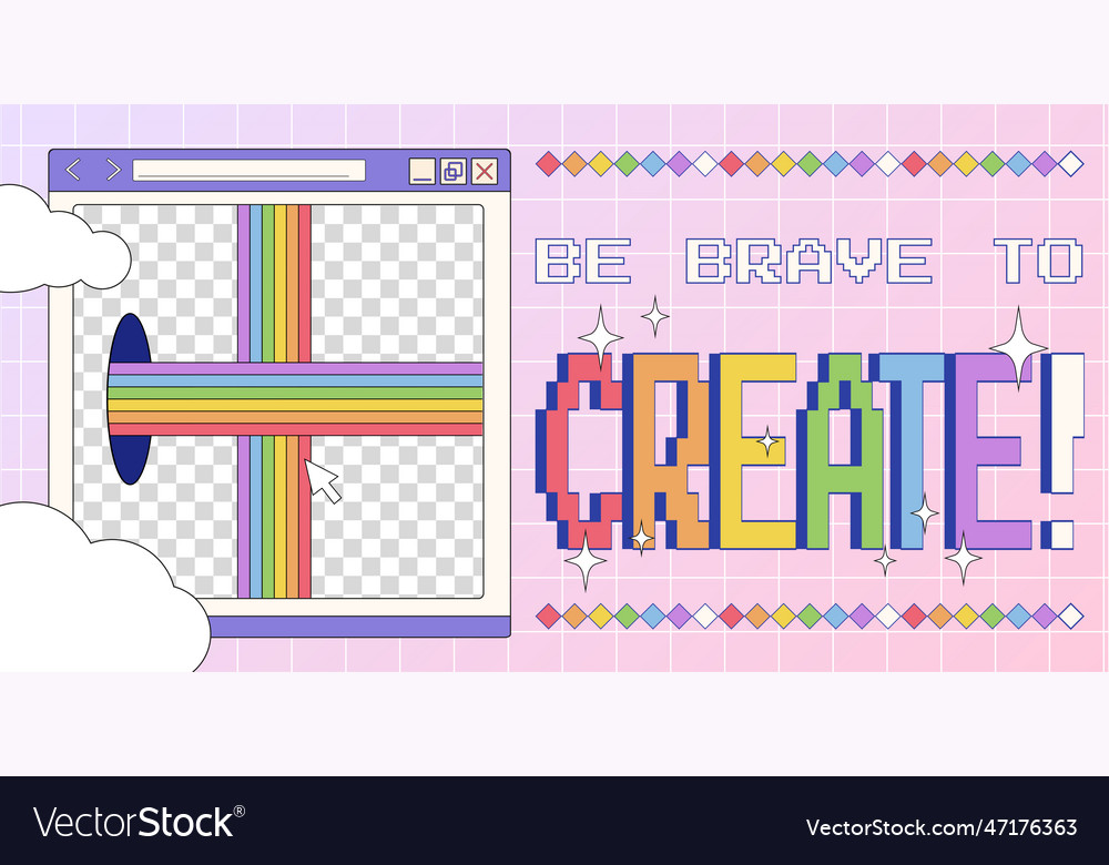 Rendy y2k poster with retro computer window