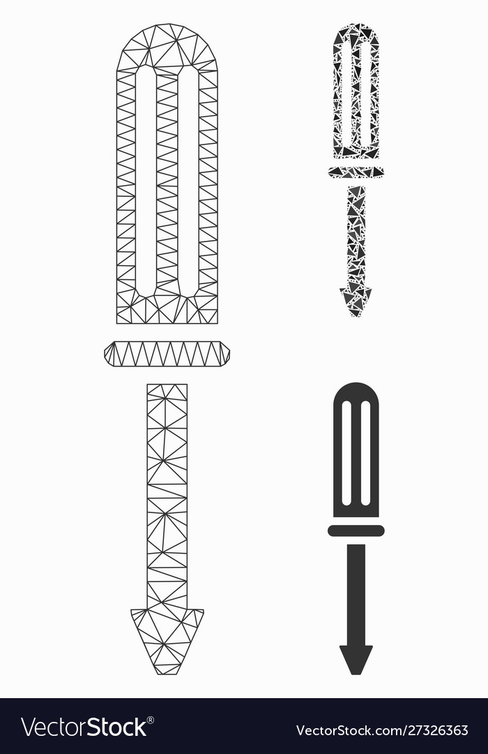 Screwdriver mesh network model and triangle vector image Screwdriver mesh network model and triangle