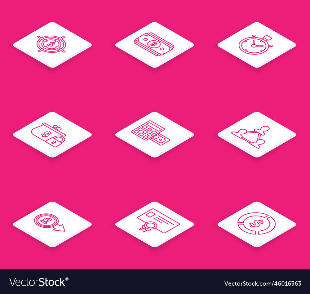 Set line target with dollar symbol stacks paper