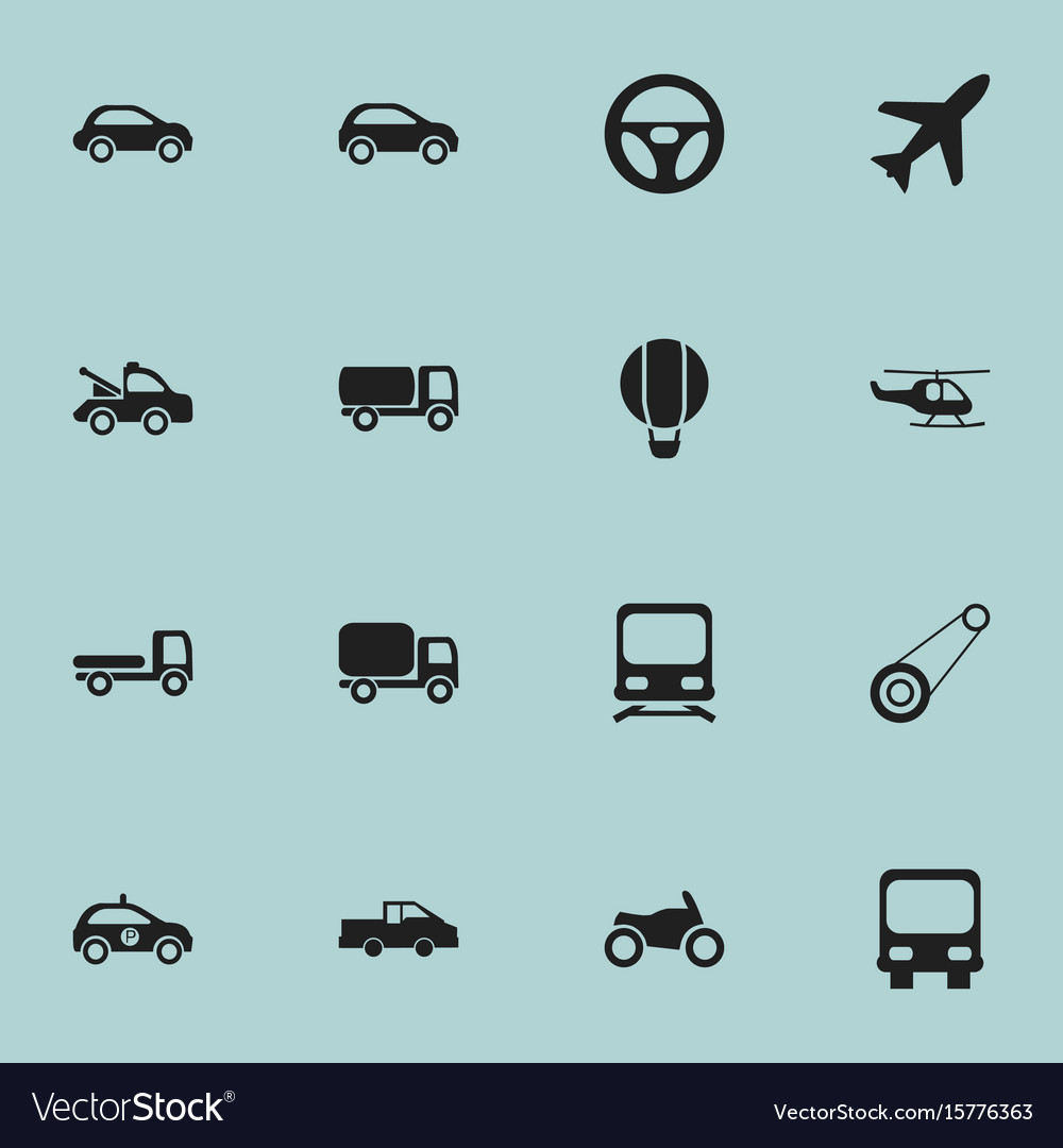 Set of 16 editable transportation icons includes Vector Image