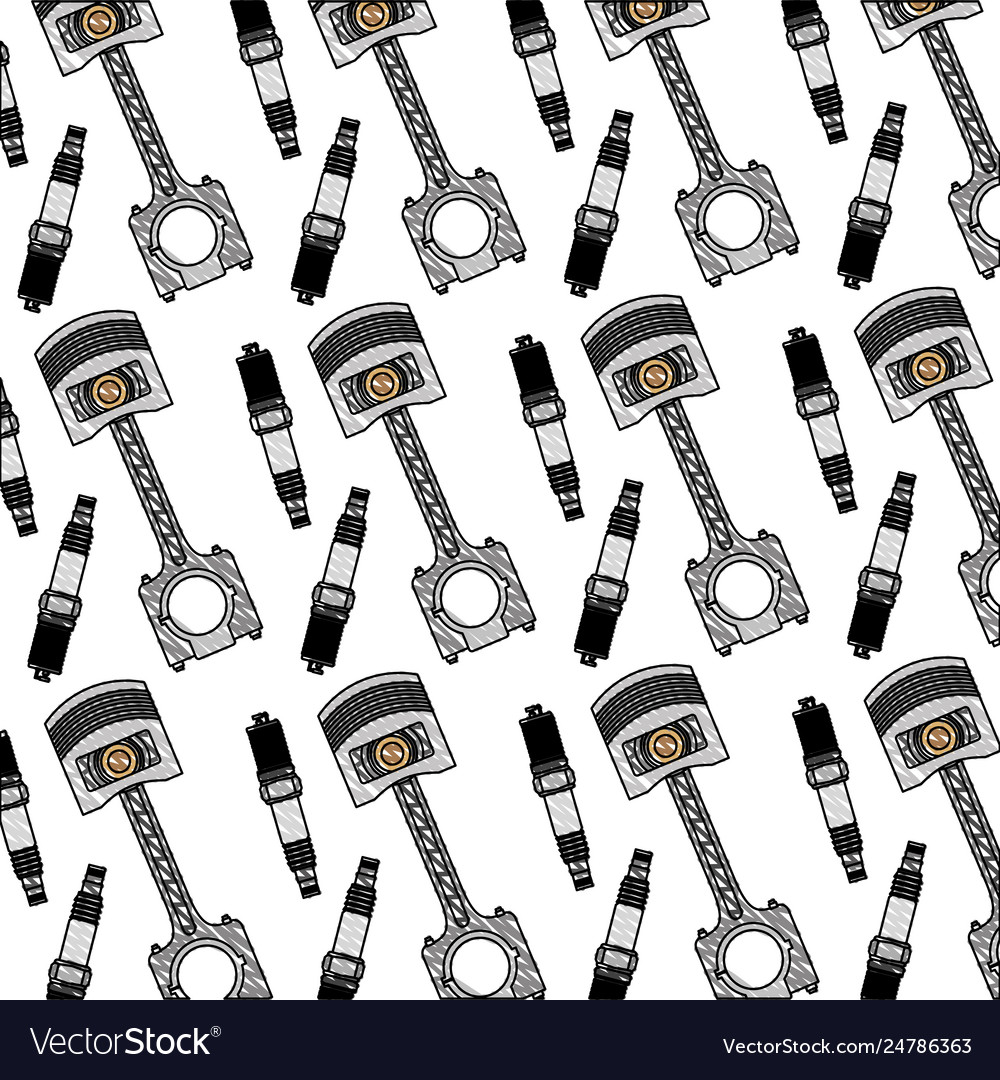 Spark plug engine and piston pattern vector image Spark plug engine and piston pattern