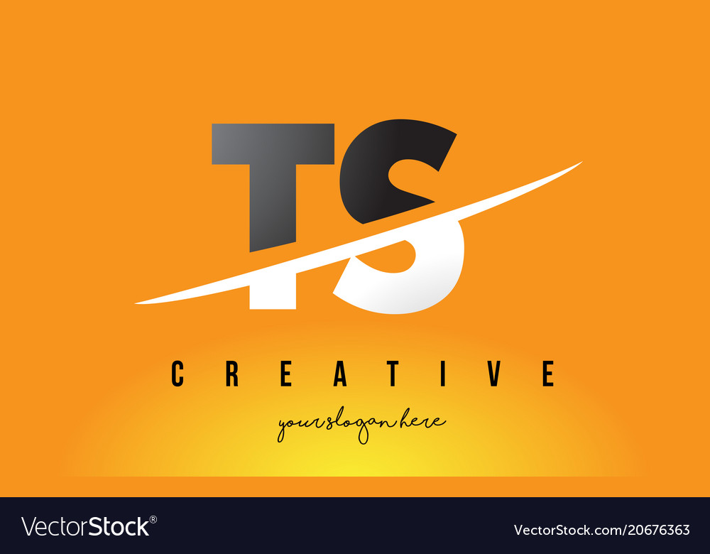 Ts T S Letter Modern Logo Design With Yellow Vector Image