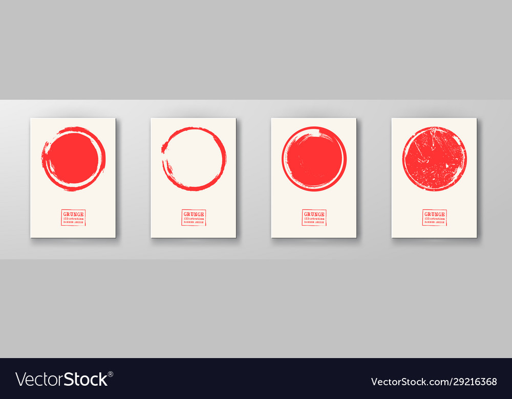 Big red grunge circle on white backgrounds set