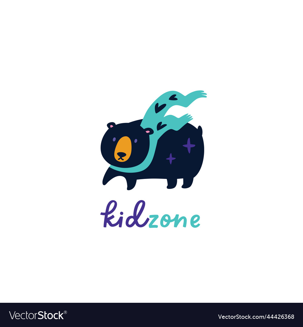 Cartoon Bär Schal Logo Design vector image Cartoon Bär Schal Logo Design