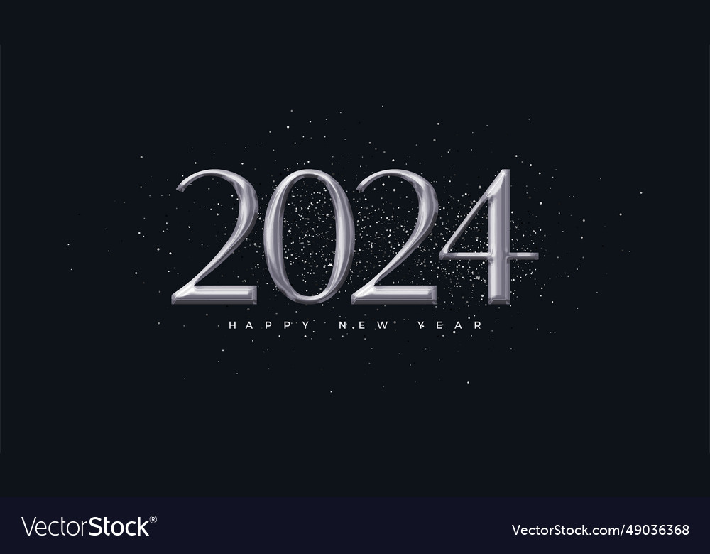 Classic number 2024 with silver metallic color Vector Image