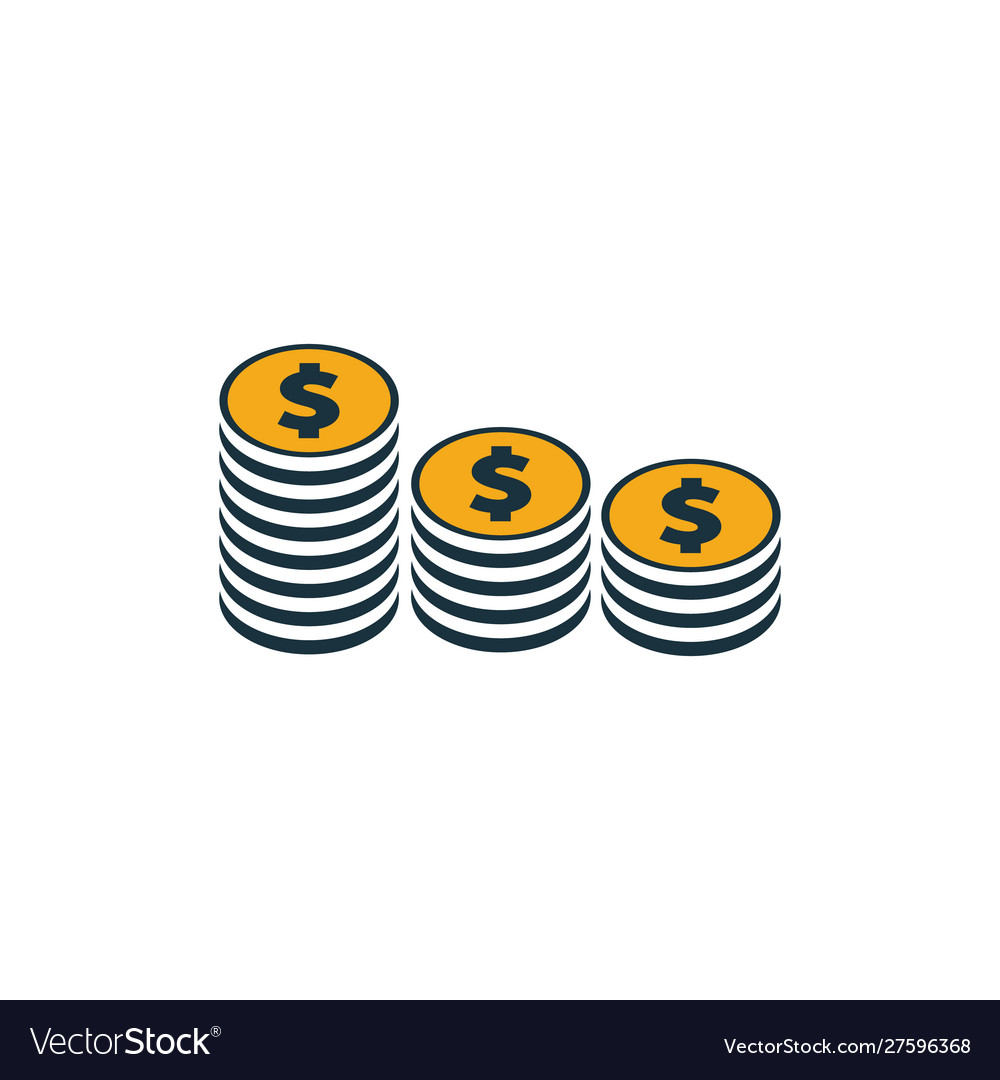 Coins icon set four elements in different styles