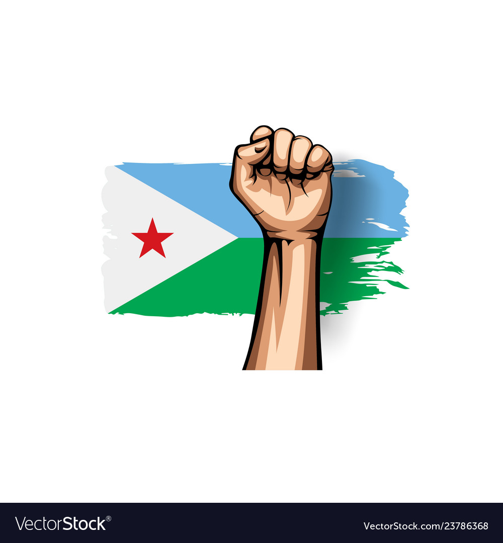 Djibouti Flag And Hand On White Background Vector Image