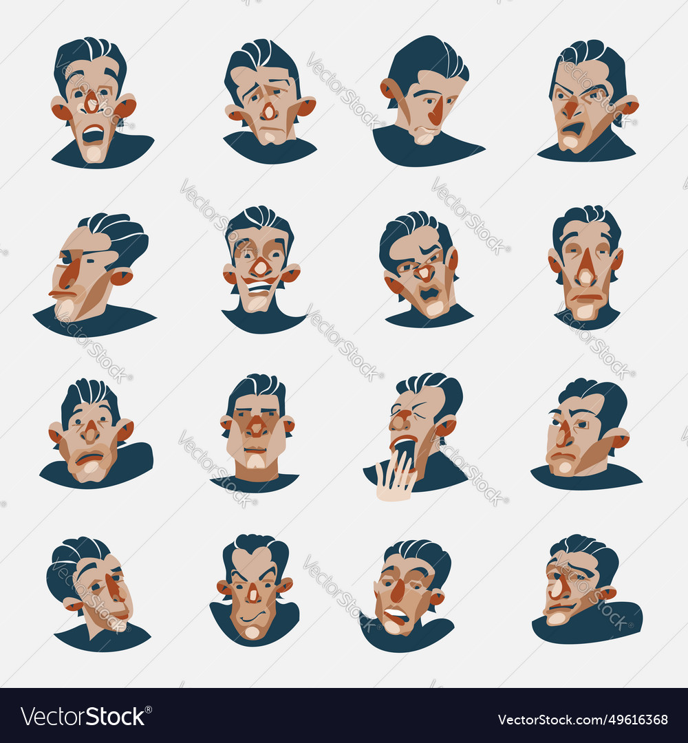 Emotion faces set Royalty Free Vector Image - VectorStock