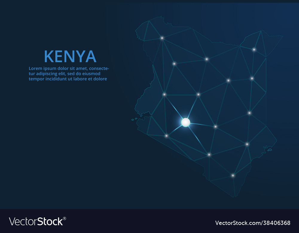 Kenya communication network map low poly image