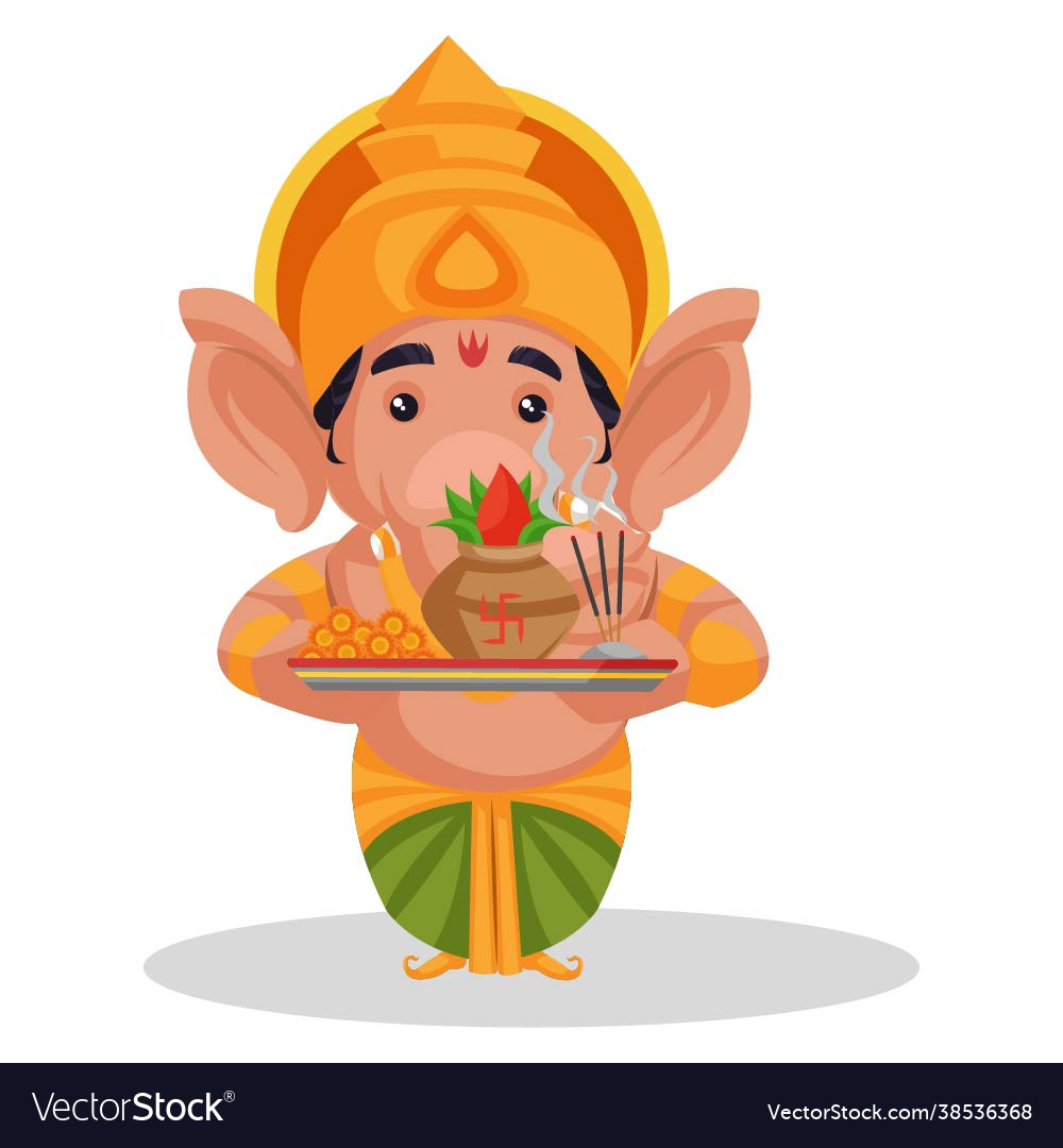 Lord ganesha cartoon character Royalty Free Vector Image