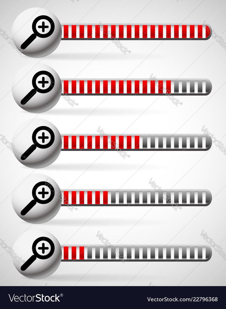 Magnifiers with level indicators units increments vector image Magnifiers with level indicators units increments