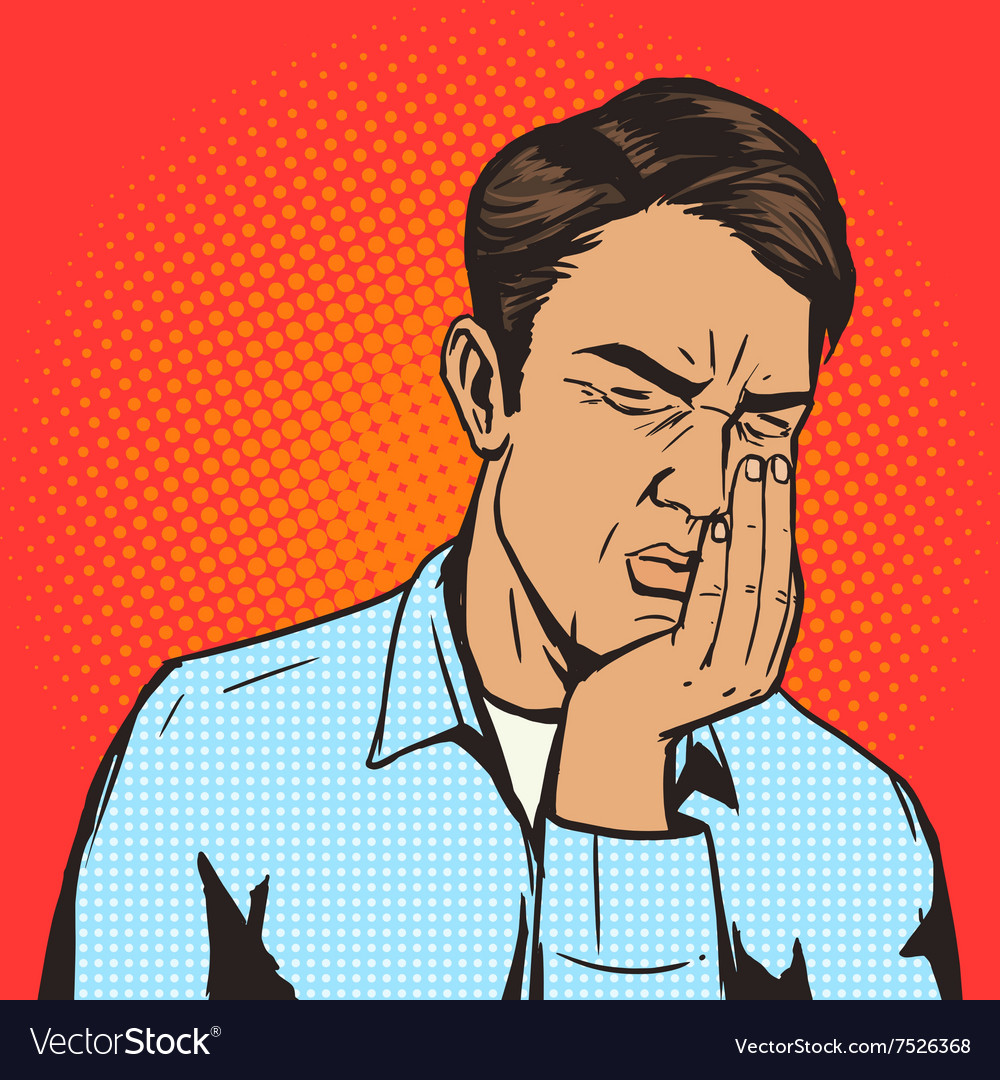 Man suffering toothache pop art retro Royalty Free Vector