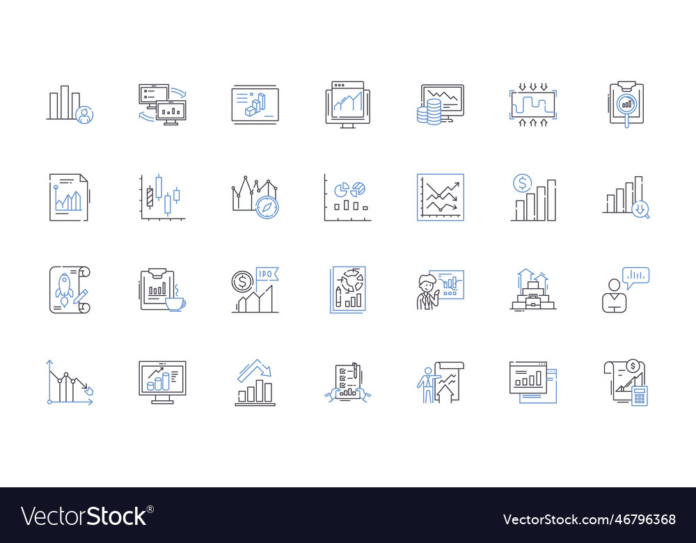 Mathematical models line icons collection vector image Mathematical models line icons collection