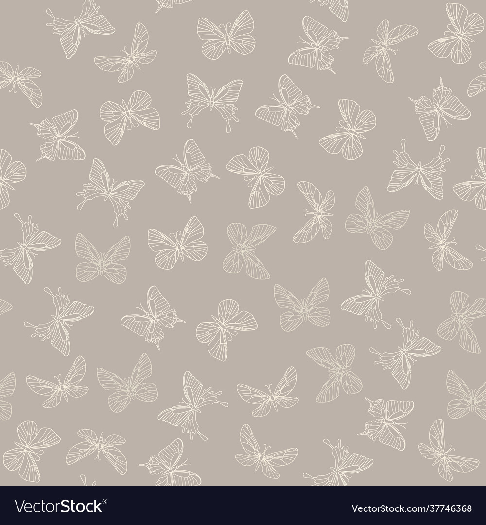 Seamless pattern with butterflies in doodle style