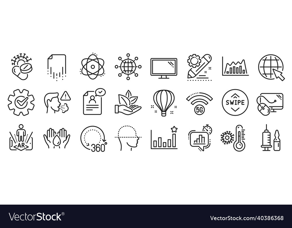 Set of science icons such as atom internet Vector Image Set of science icons such as atom internet