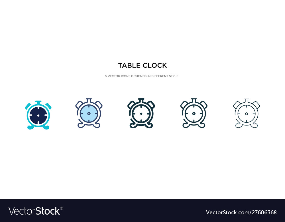 Table clock icon in different style two colored vector image Table clock icon in different style two colored