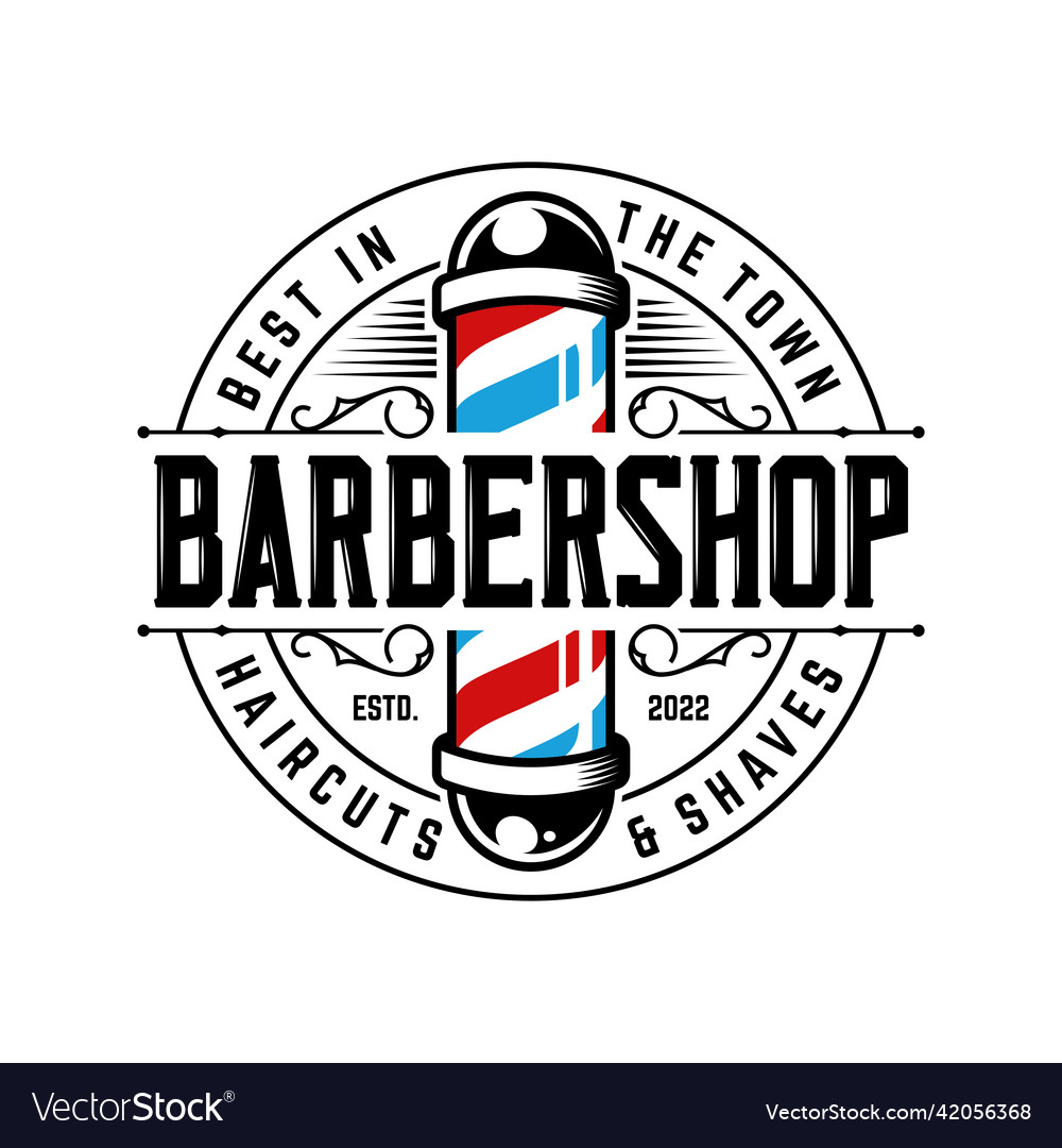 Vintage barbershop logo design template Royalty Free Vector