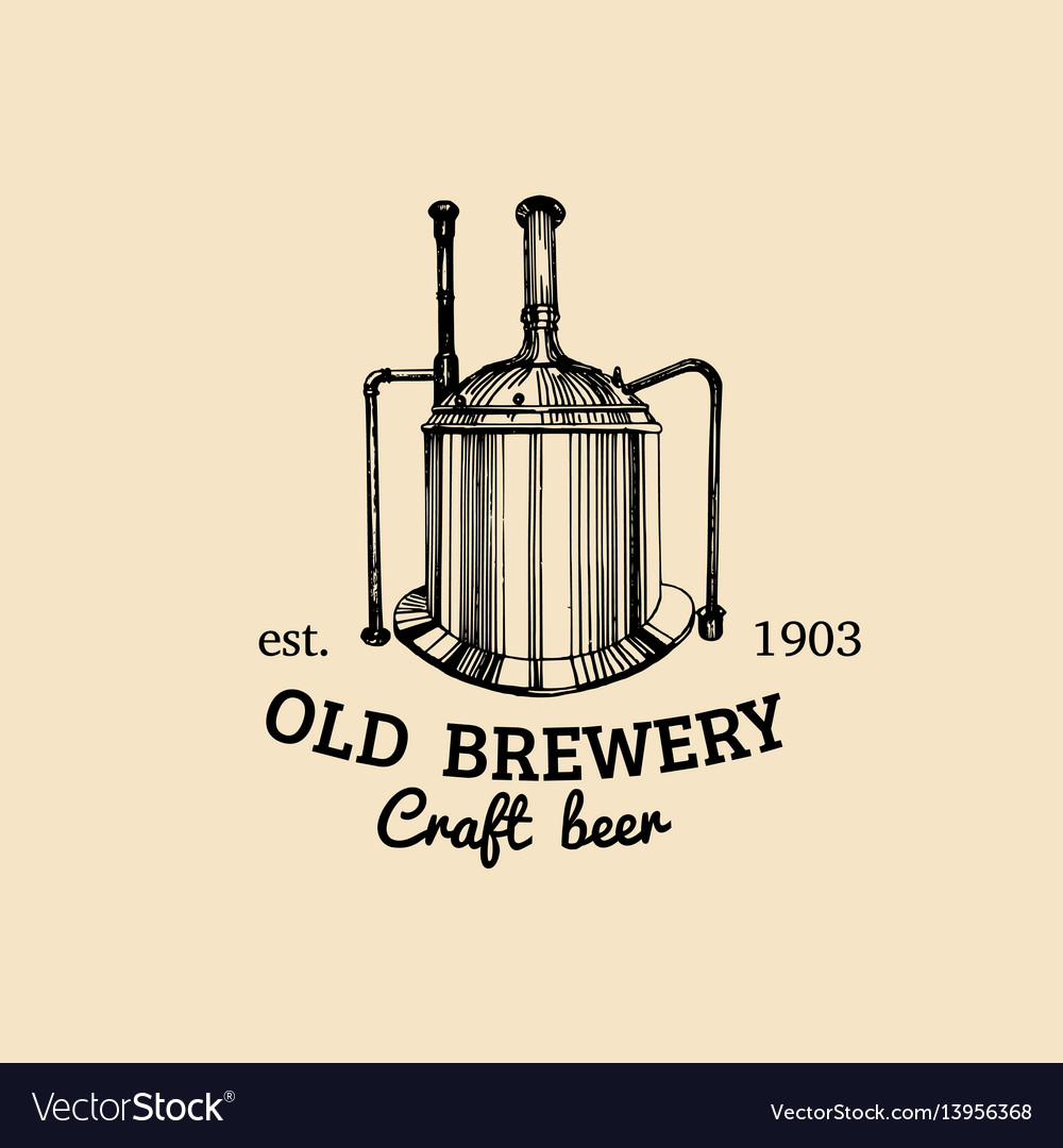 Vintage old brewery logo kraft beer icon