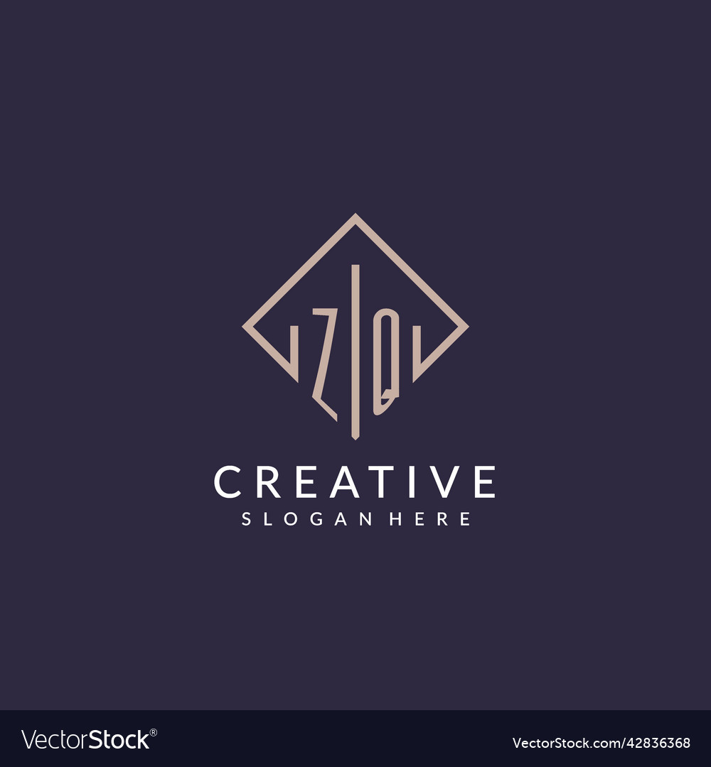 Zq initial monogram logo with rectangle style