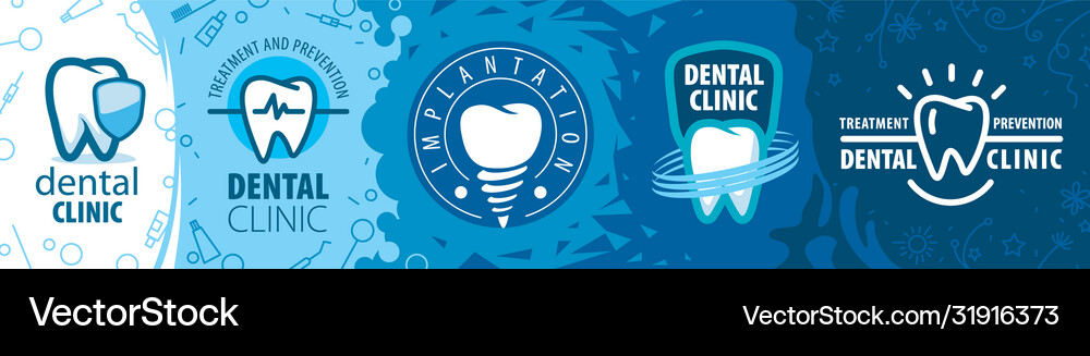 A set tooth logos Royalty Free Vector Image - VectorStock
