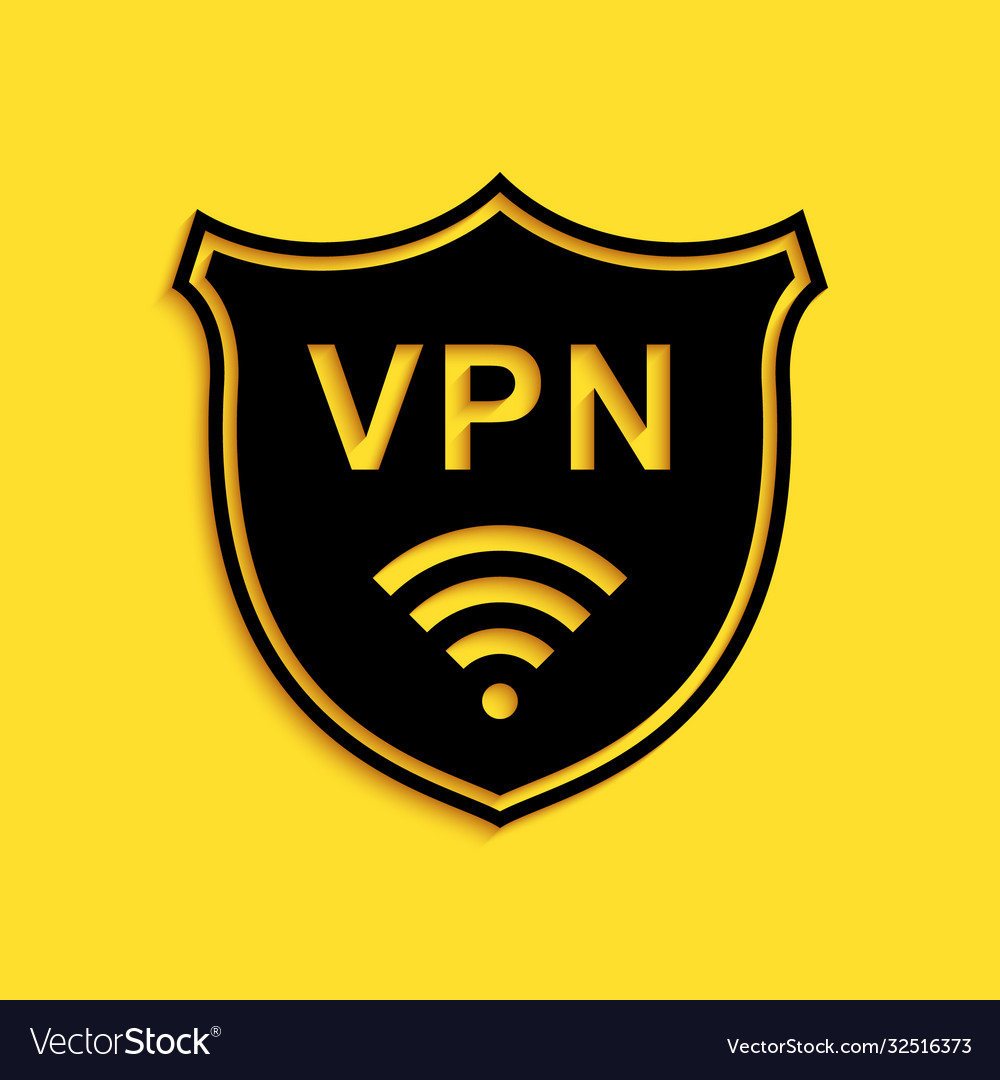 Black shield with vpn and wifi wireless internet