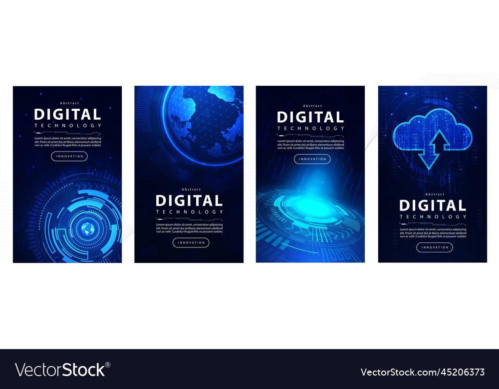 Blue abstract layout science and digital tech vector image Blue abstract layout science and digital tech