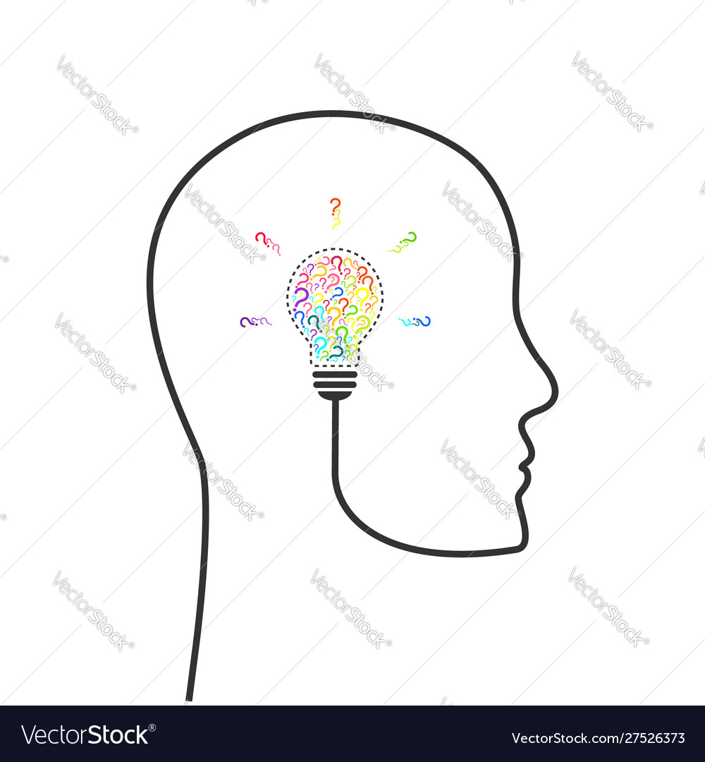 Brain with Question Marks - Idea Concept