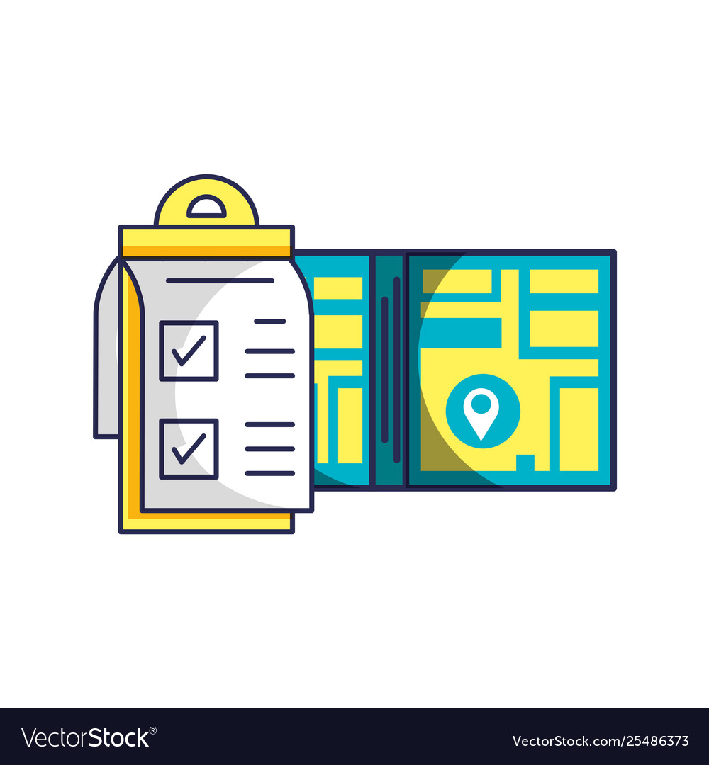 Checklist clipboard with map guide location