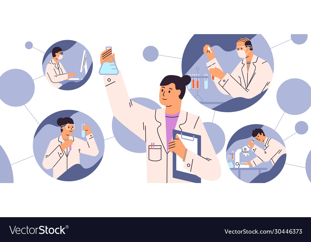 Chemical laboratory research vaccine discovery Vector Image