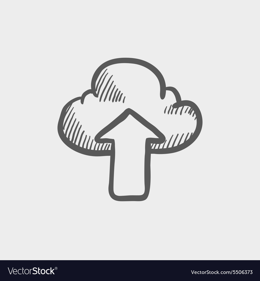Cloud with arrow up sketch icon