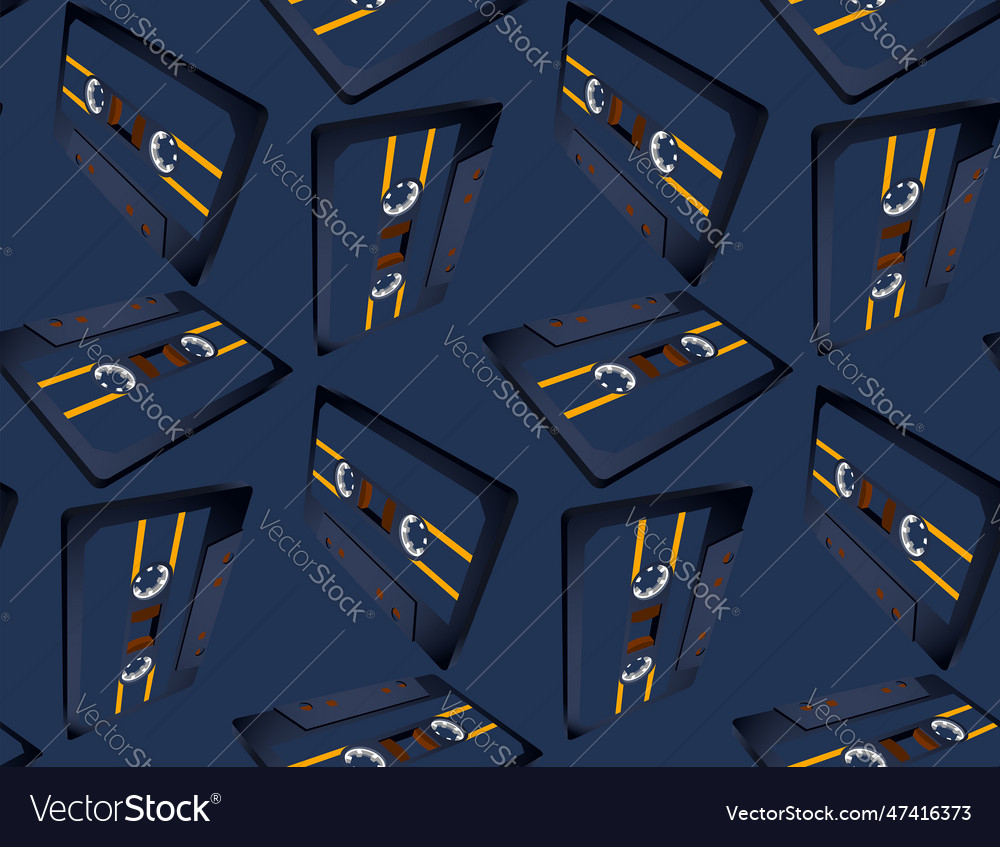 Compact cassette seamless pattern with floating