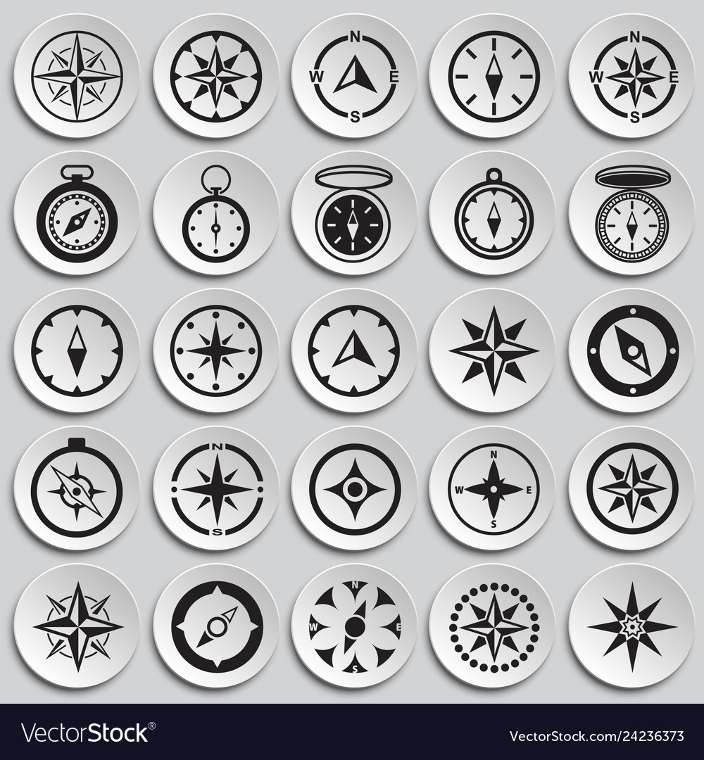 Compass icons set on plates background for graphic