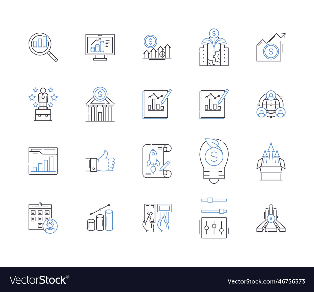 Effectiveness outline icons collection efficient vector image Effectiveness outline icons collection efficient